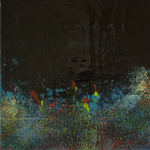 Flowers at night II - encaustics on cradle board - 8 x 8 inch