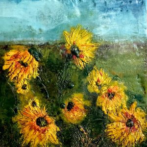 In the Autumn - encaustic on cradle panel - 6 x 6"