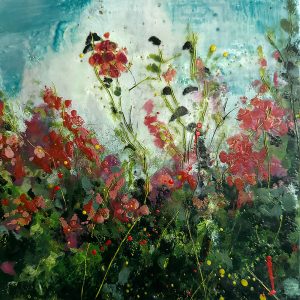 A Summer's Eve II - encaustic on cradle panel - 8 x 8"