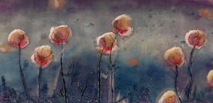 Brighten - encaustic on cradle panel - 5 x 12"