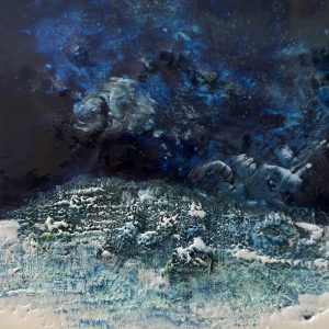 A Winter's Eve - encaustics on cradle board - 10 x 10"