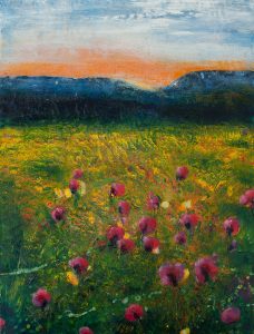 Something in the orange - encaustics on wood panel - 18 x 24"