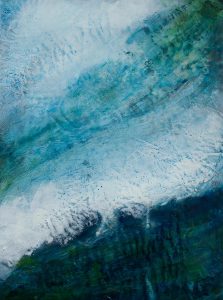 Upcycled II - encaustics on wood panel - 15 x 21"