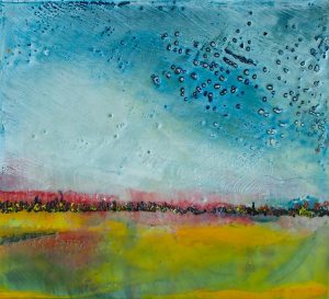 Evening Glow- encaustics on wood panel - 6.5x5.5"