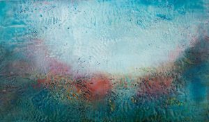 Underwater - encaustic on cradle board - 26 x16" - $529 (framed)