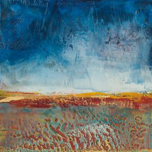 Rain is Coming - encaustic on cradle board - 8 x8"