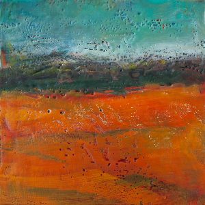 Glow - encaustic on cradle board - 8 x8"