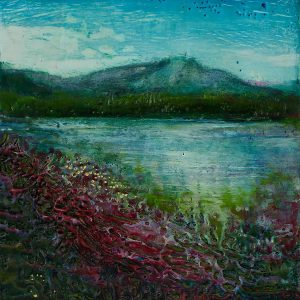 The colour of silence - encaustic on cradle board - 8x8"