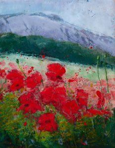 Wild Reverie; encaustic on cradle board; 11 x 14"