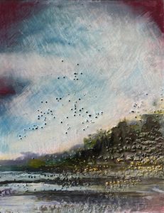 English Bay; encaustic on cradle board; 8 x 10"